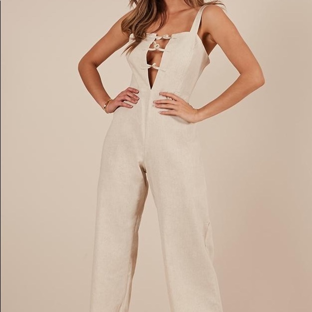 Beige linen jumpsuit